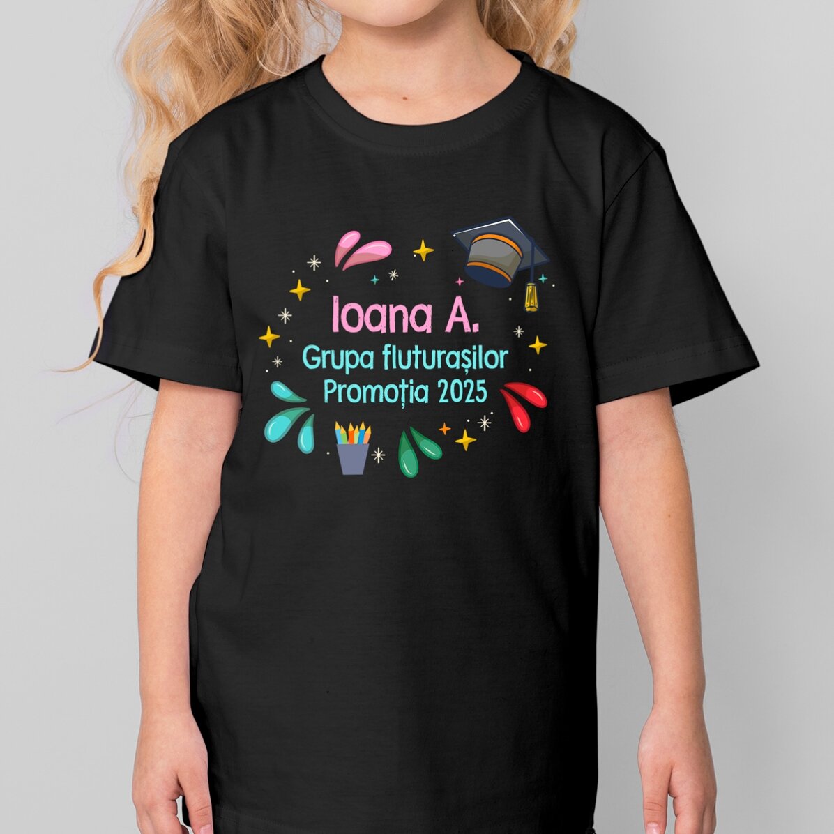 Katoenen T-shirt voor kinderen, gepersonaliseerd met tekst - Kleuren