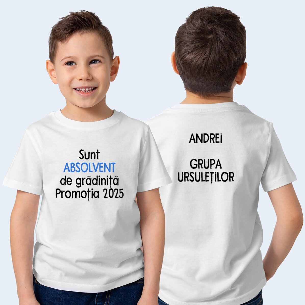 Katoenen T-shirt voor kinderen, bedrukt met tekst aan beide kanten