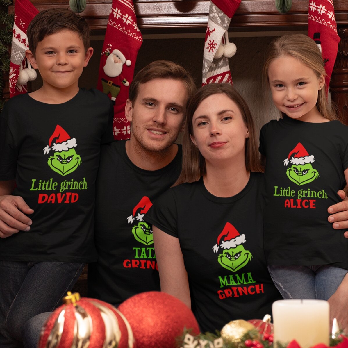 Katoenen T-shirt voor kinderen, gepersonaliseerd met tekst - Grinch