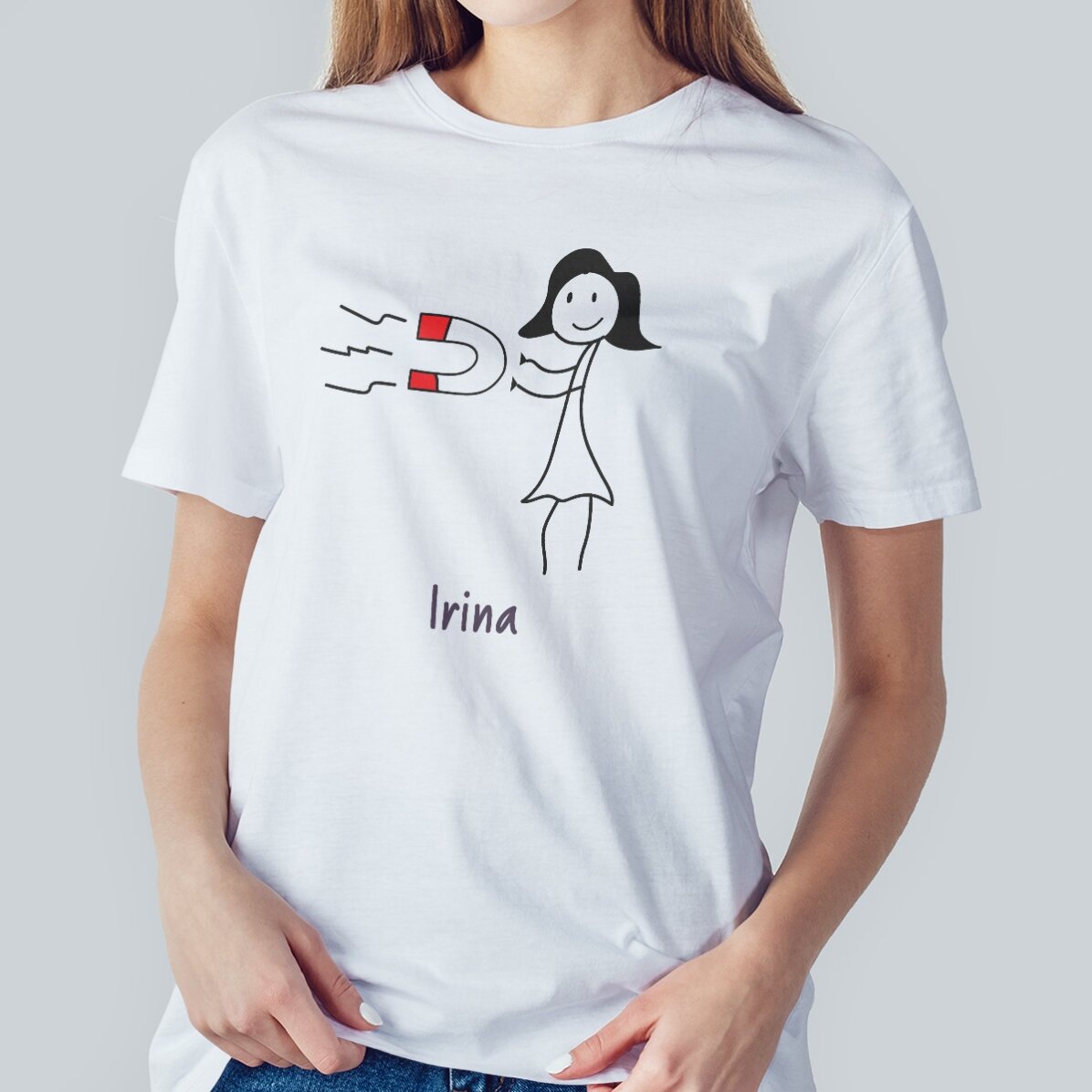 Katoenen T-shirt voor haar, gepersonaliseerd met tekst - Magnet
