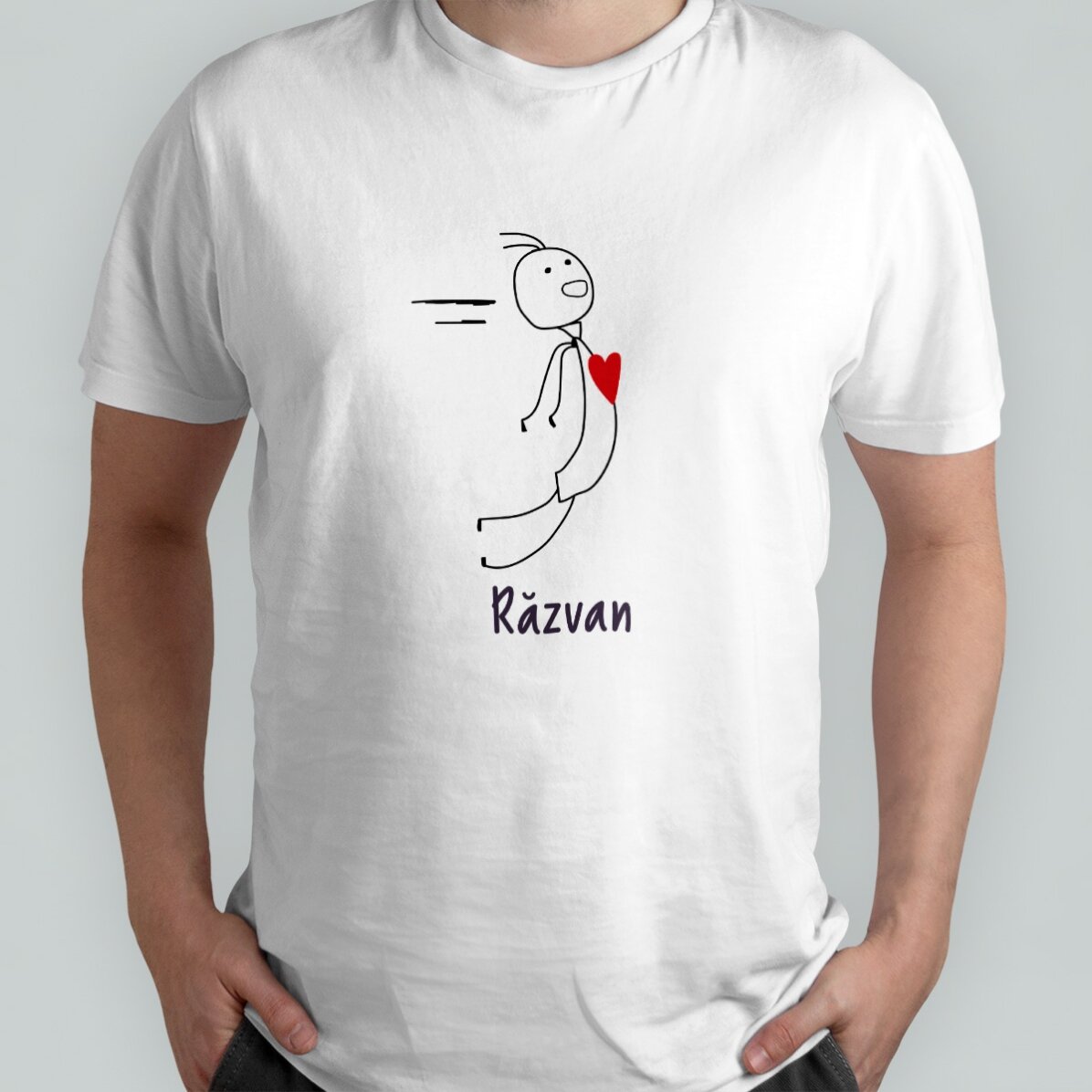 Katoenen T-shirt voor hem, gepersonaliseerd met tekst - Magnet