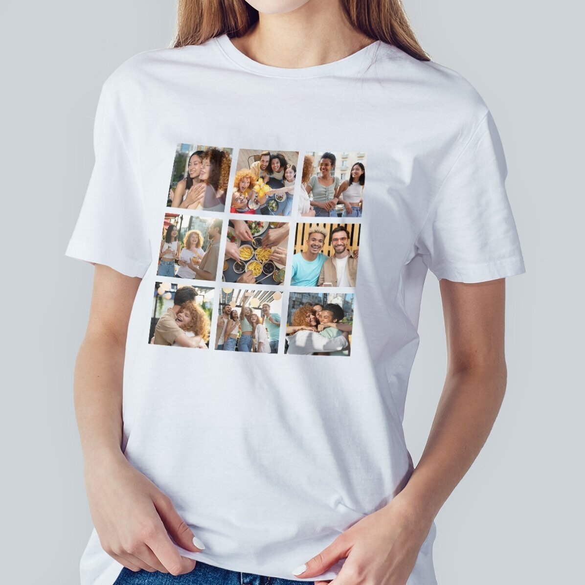 Gepersonaliseerd katoenen T-shirt met 9 foto’s