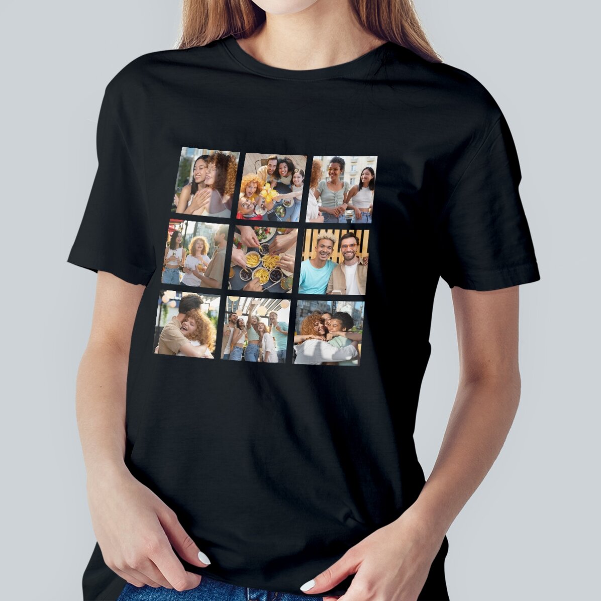 Gepersonaliseerd katoenen T-shirt met 9 foto’s
