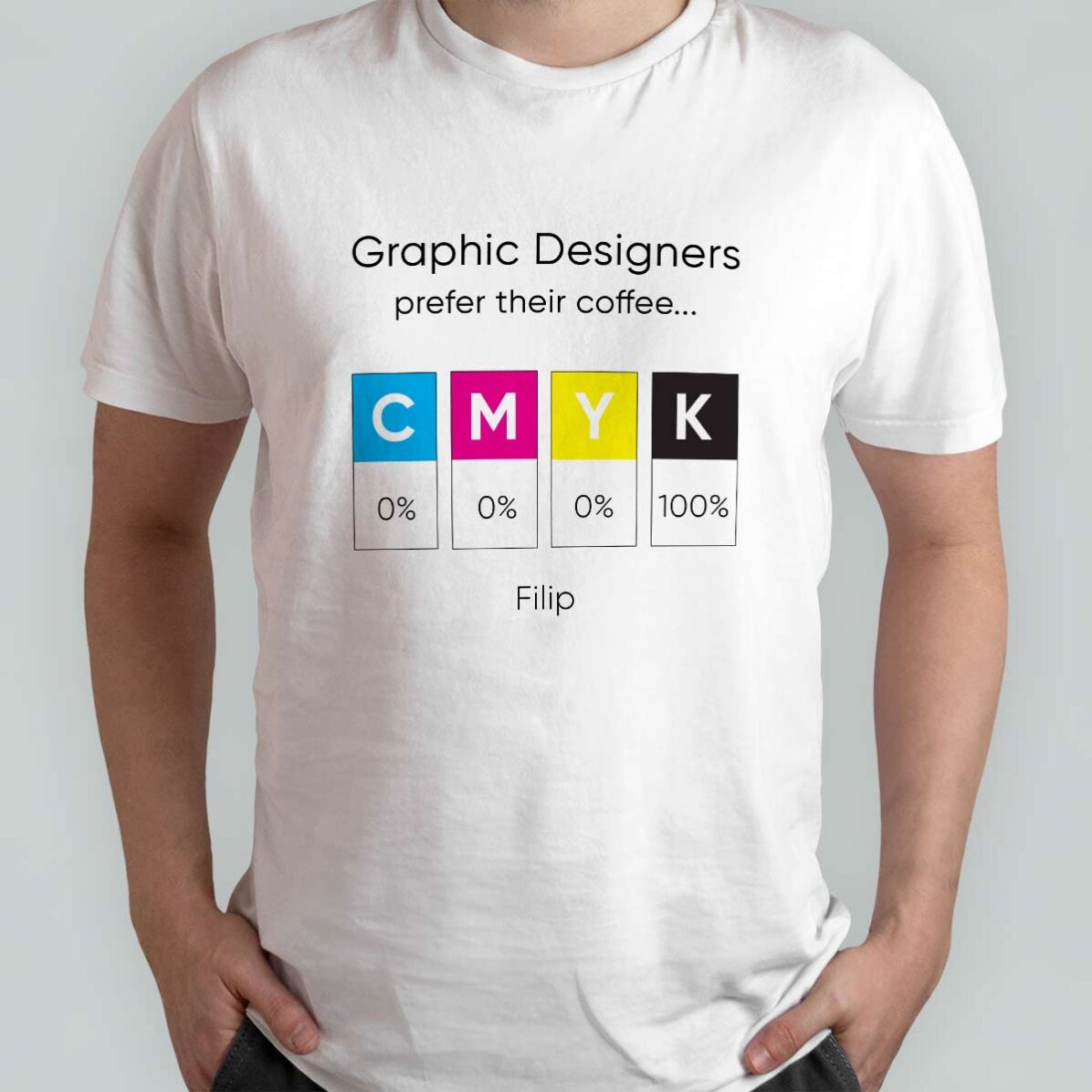 Gepersonaliseerd katoenen T-shirt met tekst voor grafisch ontwerpers