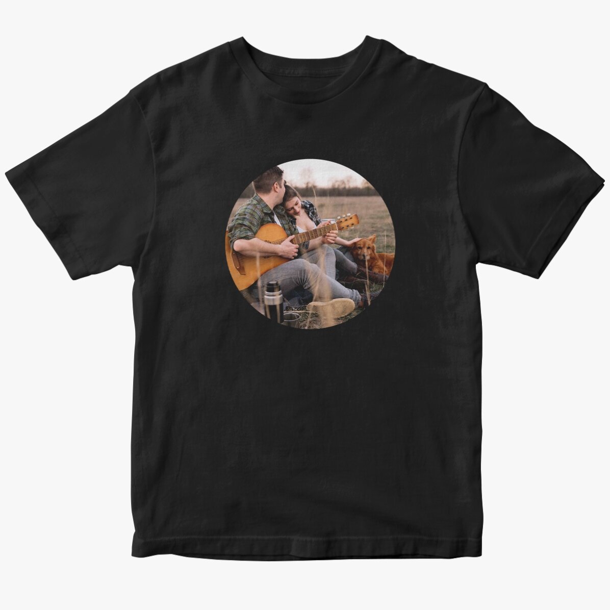 Katoenen T-shirt met een ronde foto erop