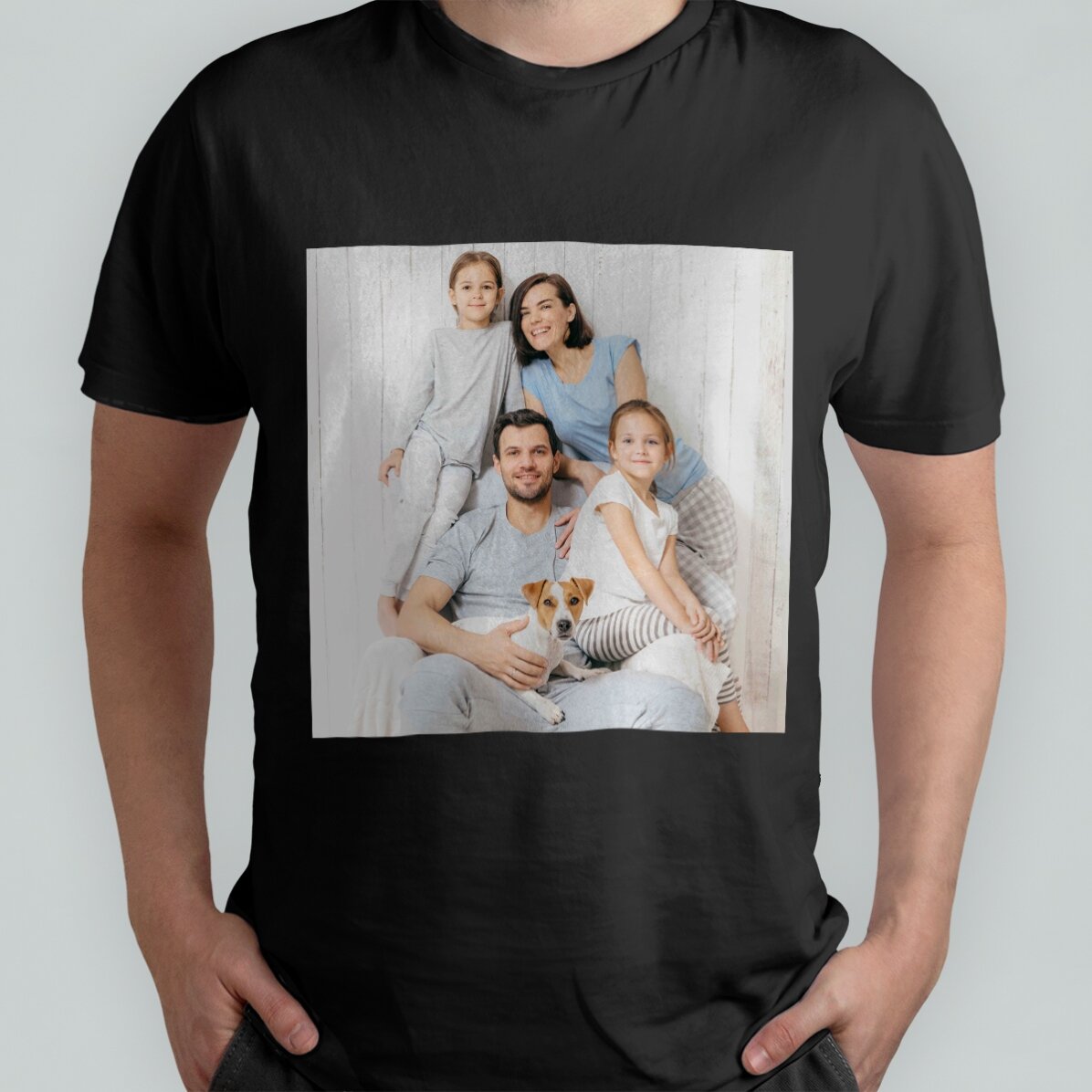 Katoenen T-shirt met een vierkante foto erop