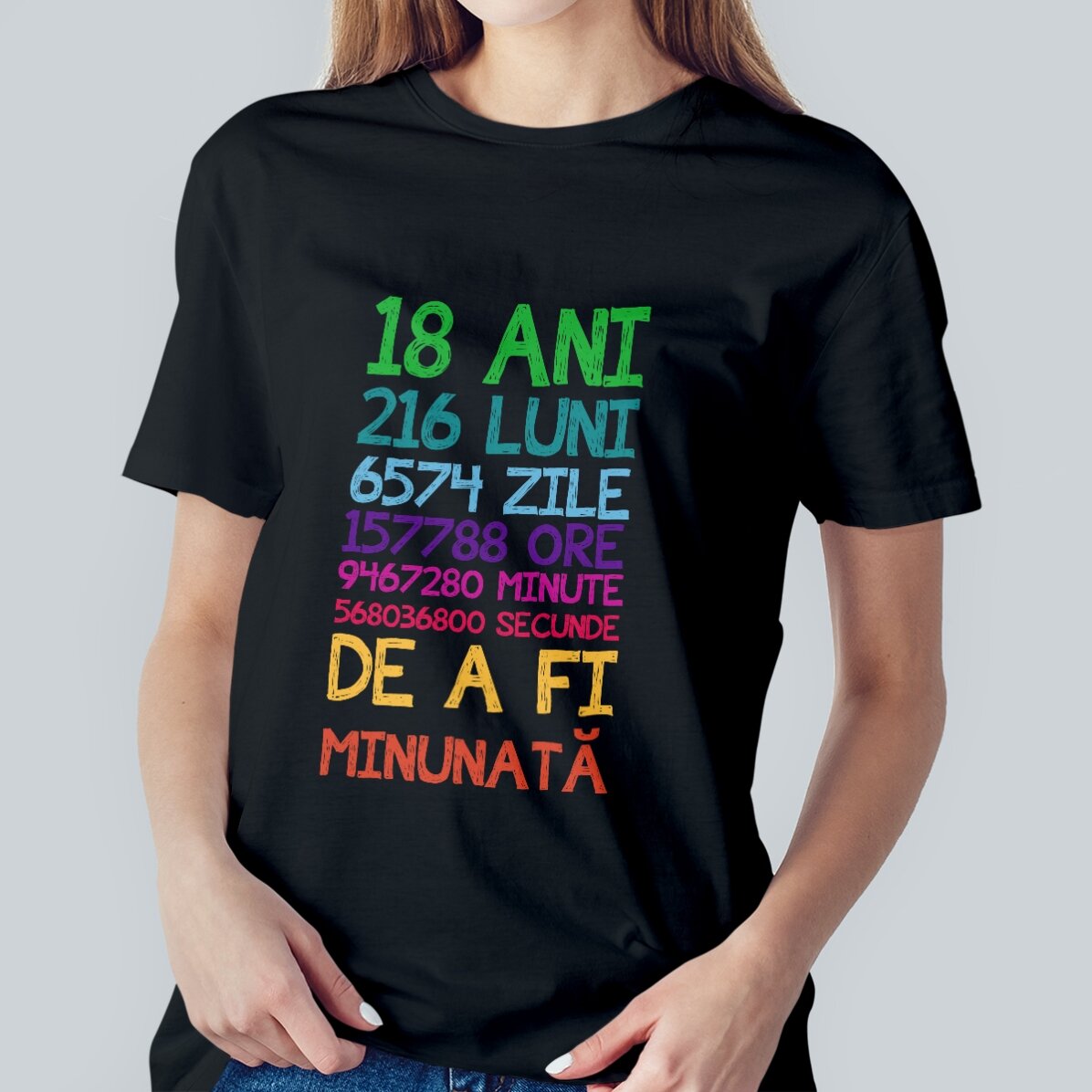 Katoenen T-shirt met gepersonaliseerde tekst - 18 jaar