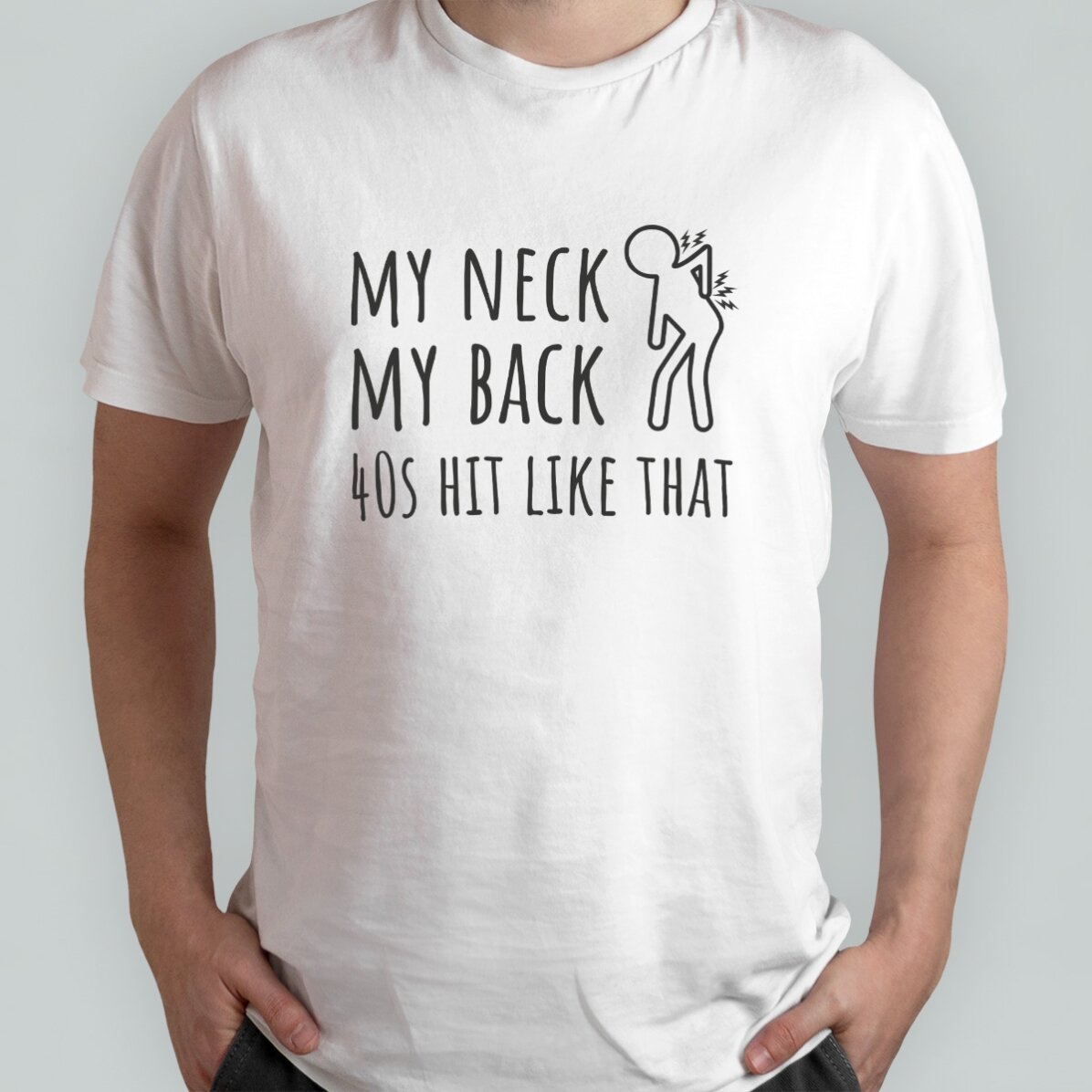 Katoenen T-shirt met gepersonaliseerde tekst - Age pain