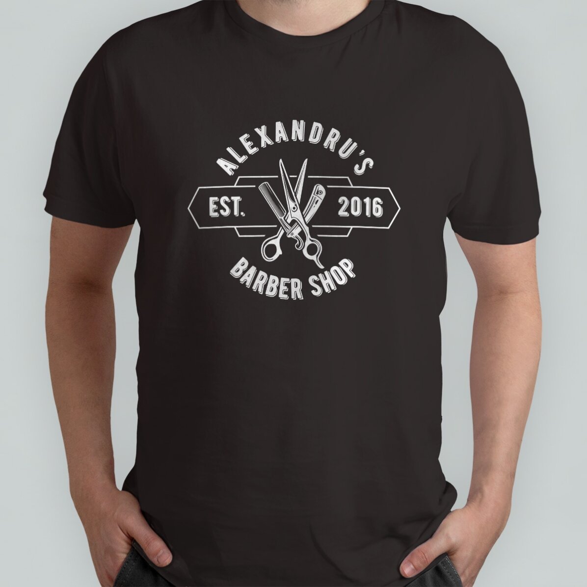 Katoenen T-shirt met eigen tekst - Barber Shop