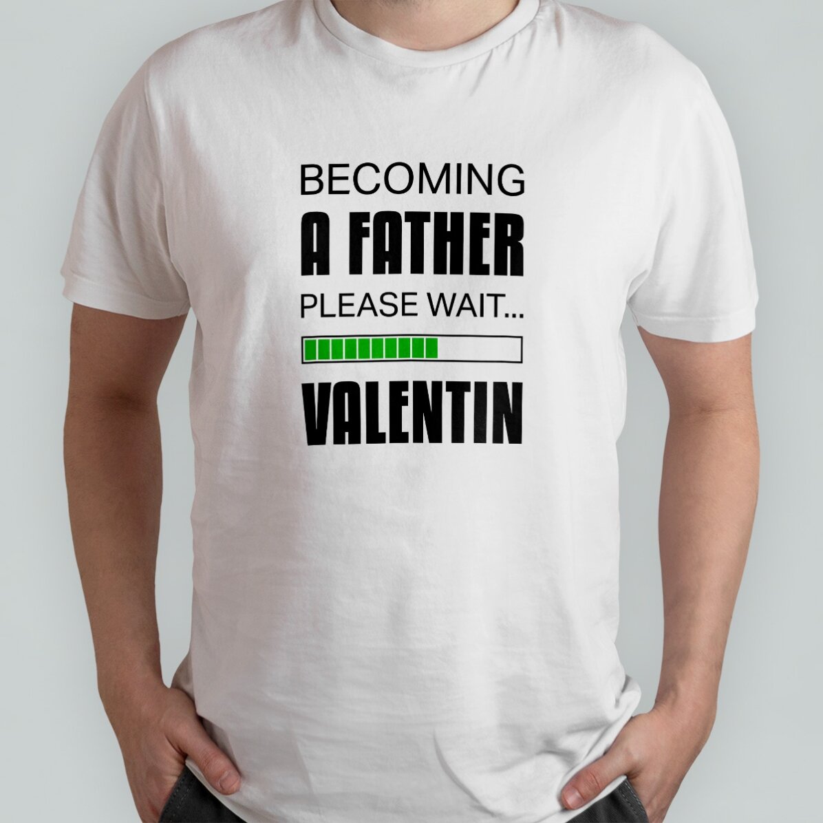Katoenen T-shirt met gepersonaliseerde tekst - Becoming a father