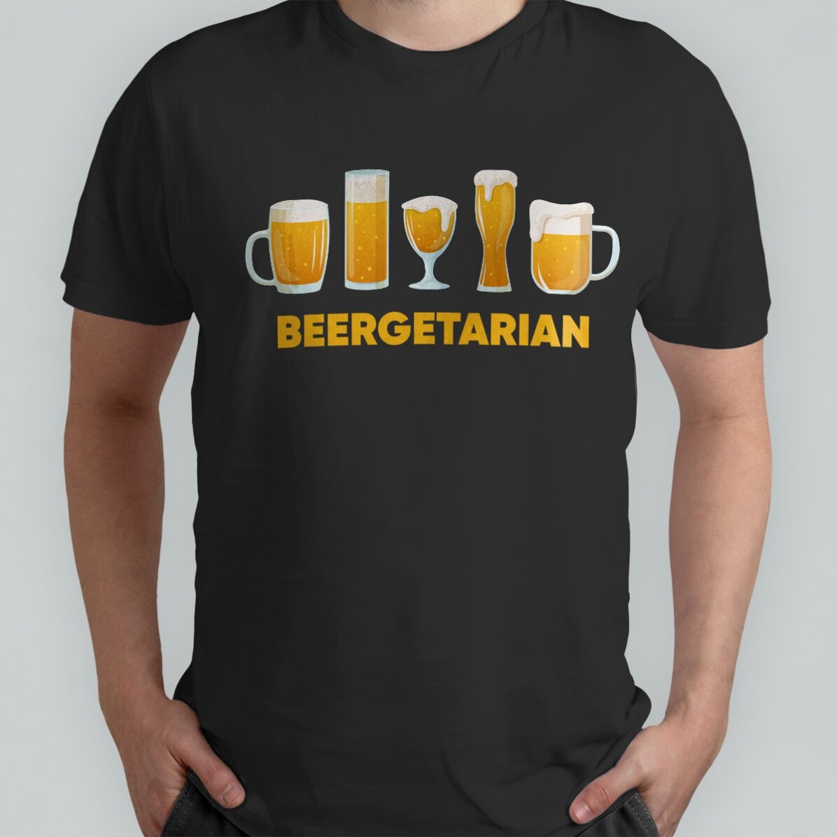 Katoenen T-shirt met gepersonaliseerde tekst - Beergetarian