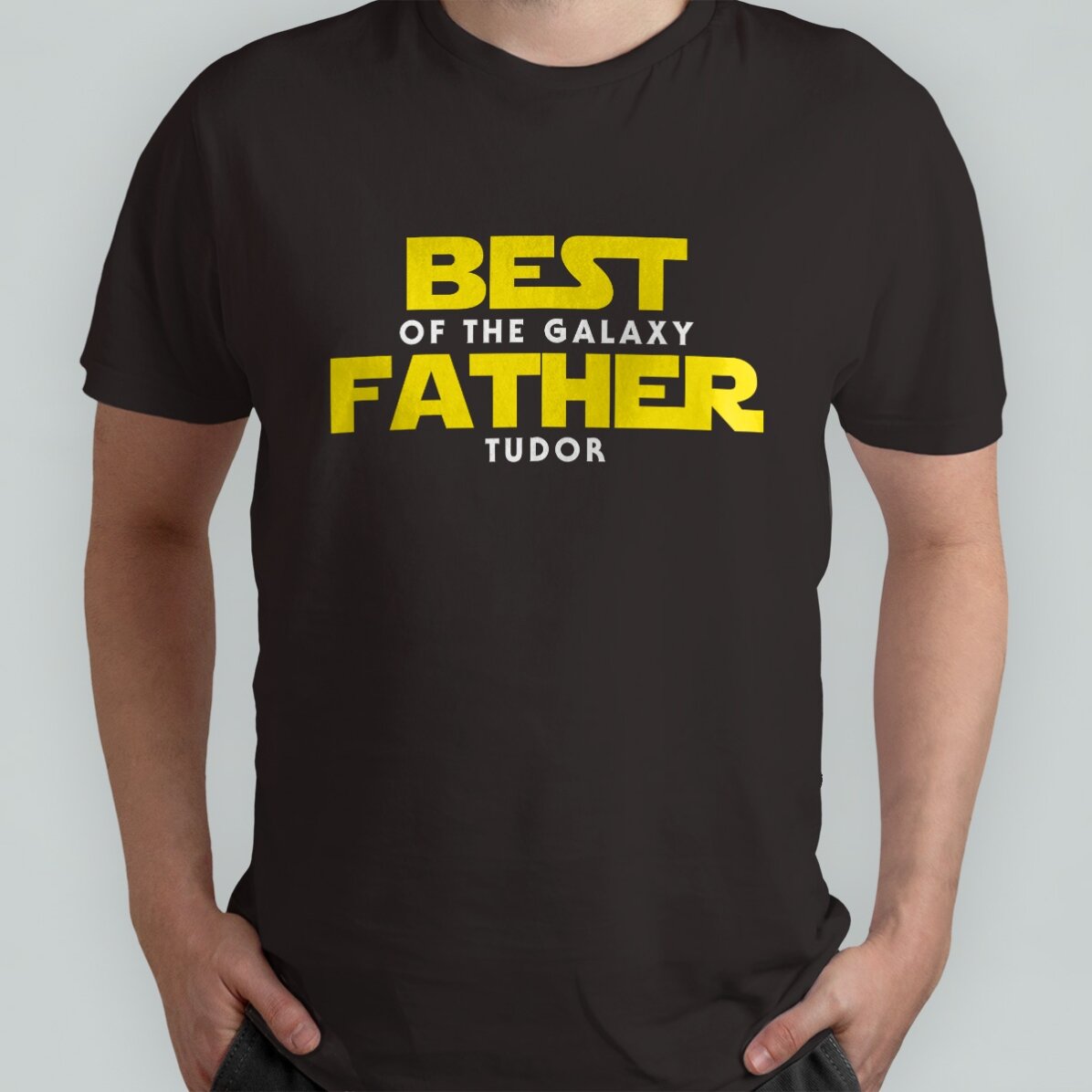Custom cotton T-shirt with text - Best father of the galaxy
