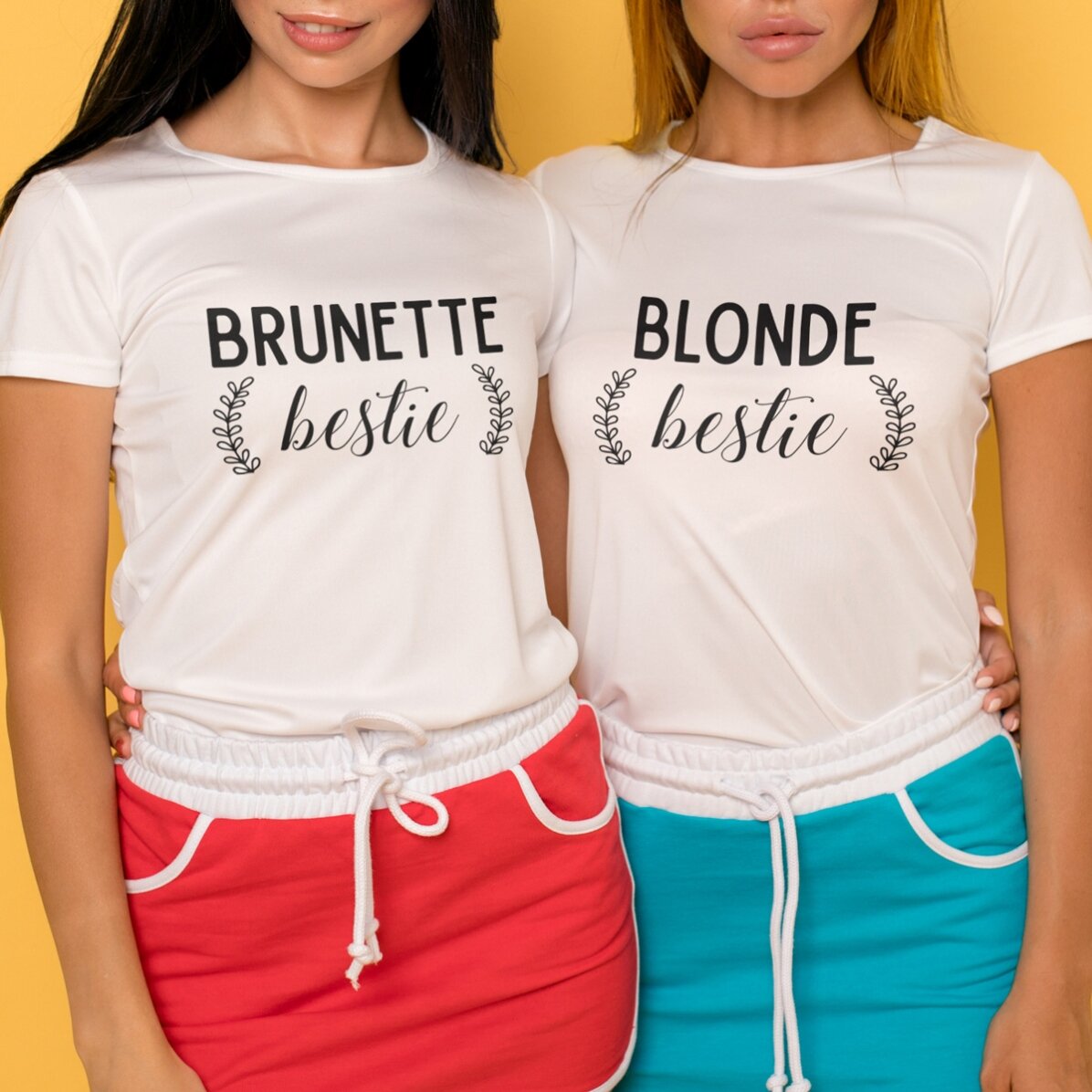 Custom cotton T-shirt with text - Besties
