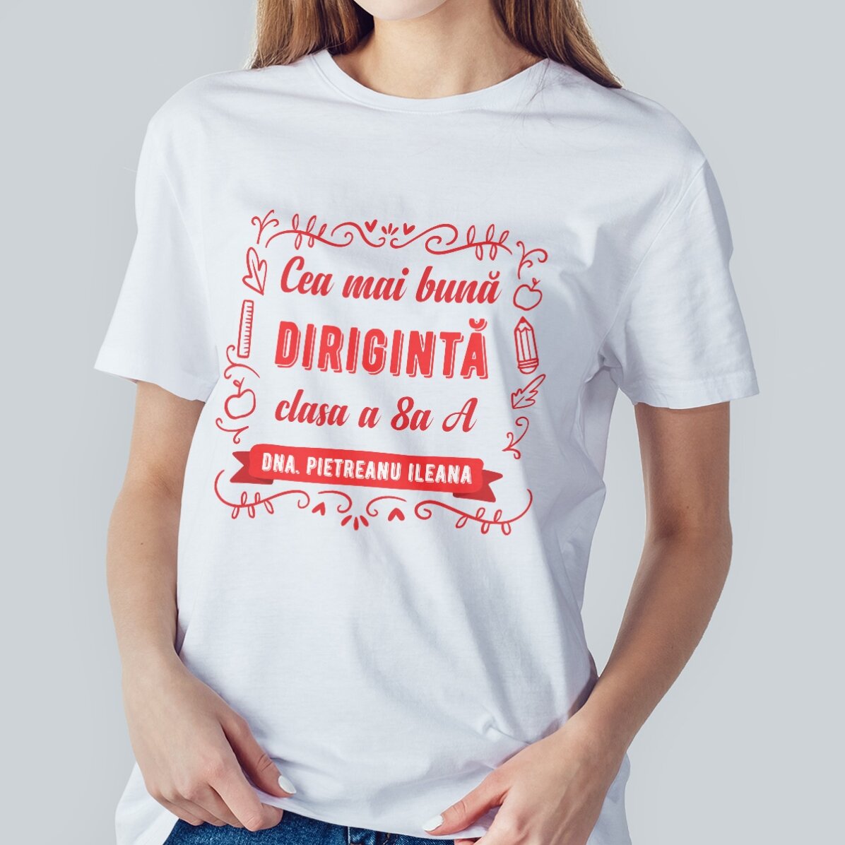 Personalised cotton T-shirt with text - Best teacher