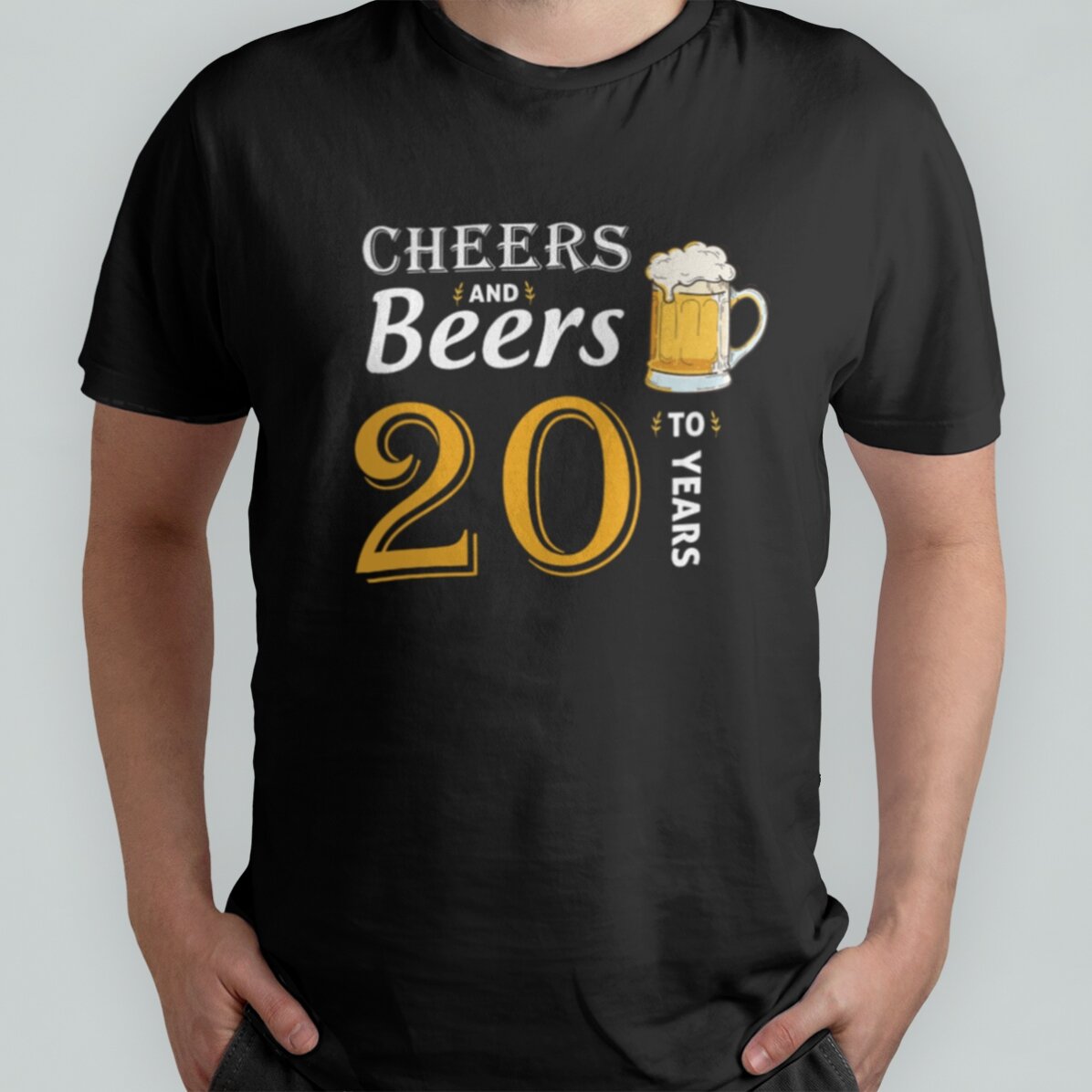 Katoenen T-shirt met gepersonaliseerde tekst - Cheers and Beers