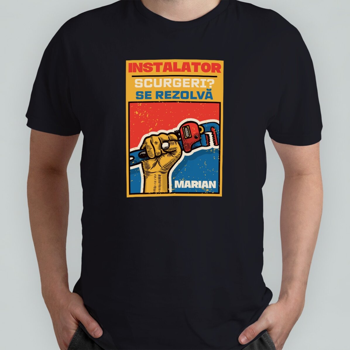 Katoenen T-shirt met gepersonaliseerde tekst - Stillson-sleutel