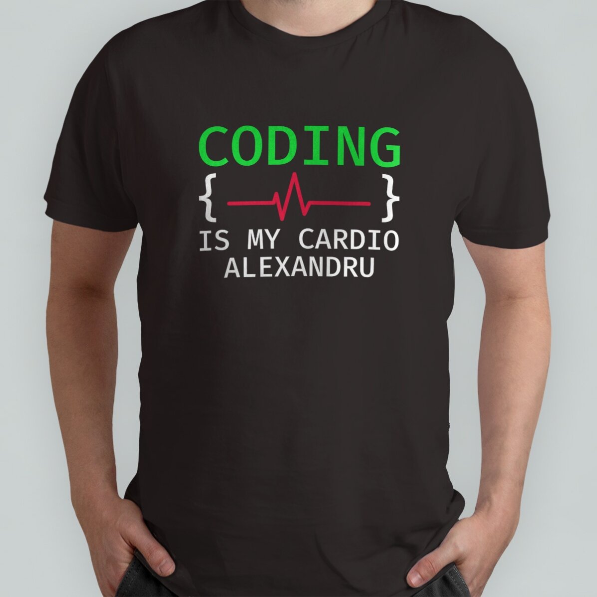 Custom cotton T-shirt with text - Coding is my cardio