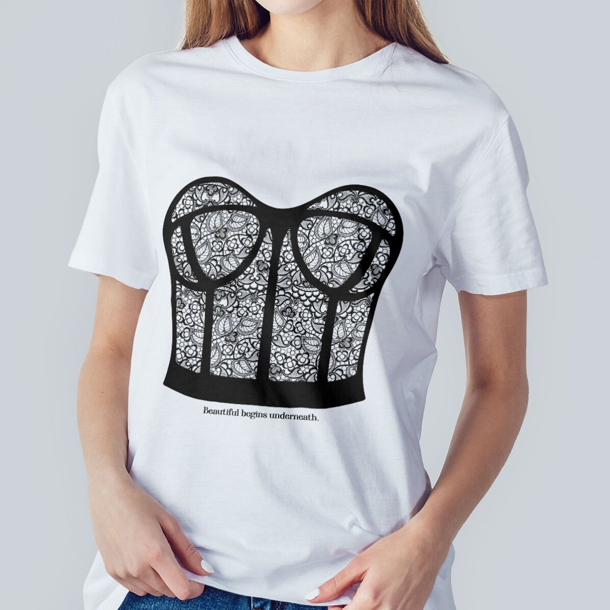 Katoenen T-shirt met gepersonaliseerde tekst - Corset