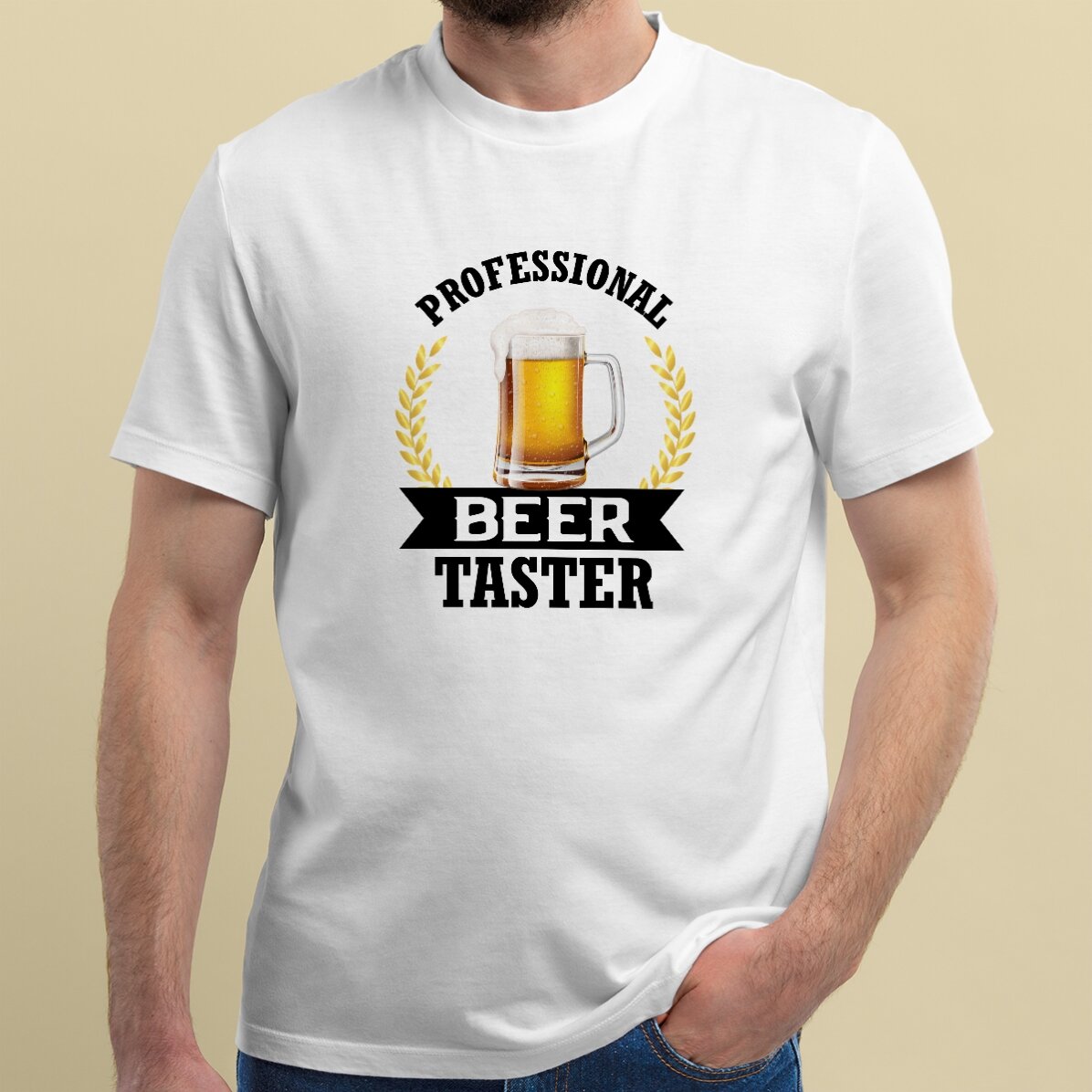 Custom cotton T-shirt with text - Beer taster