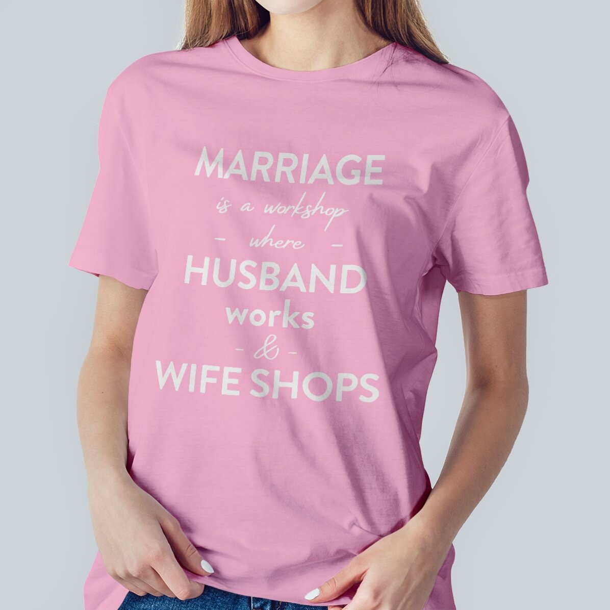Personalised cotton T-shirt with text about marriage