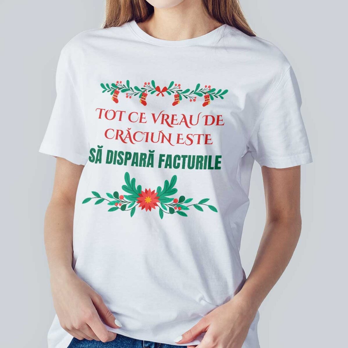Katoenen T-shirt met gepersonaliseerde tekst - Kerstwens