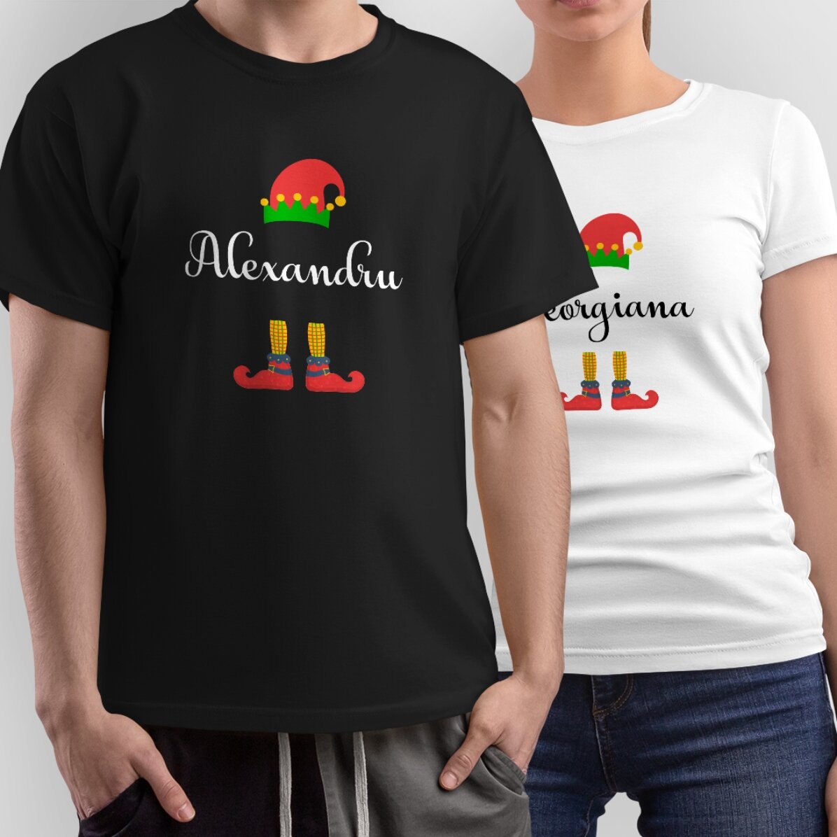 Katoenen T-shirt met gepersonaliseerde tekst - De elf van de Kerstman
