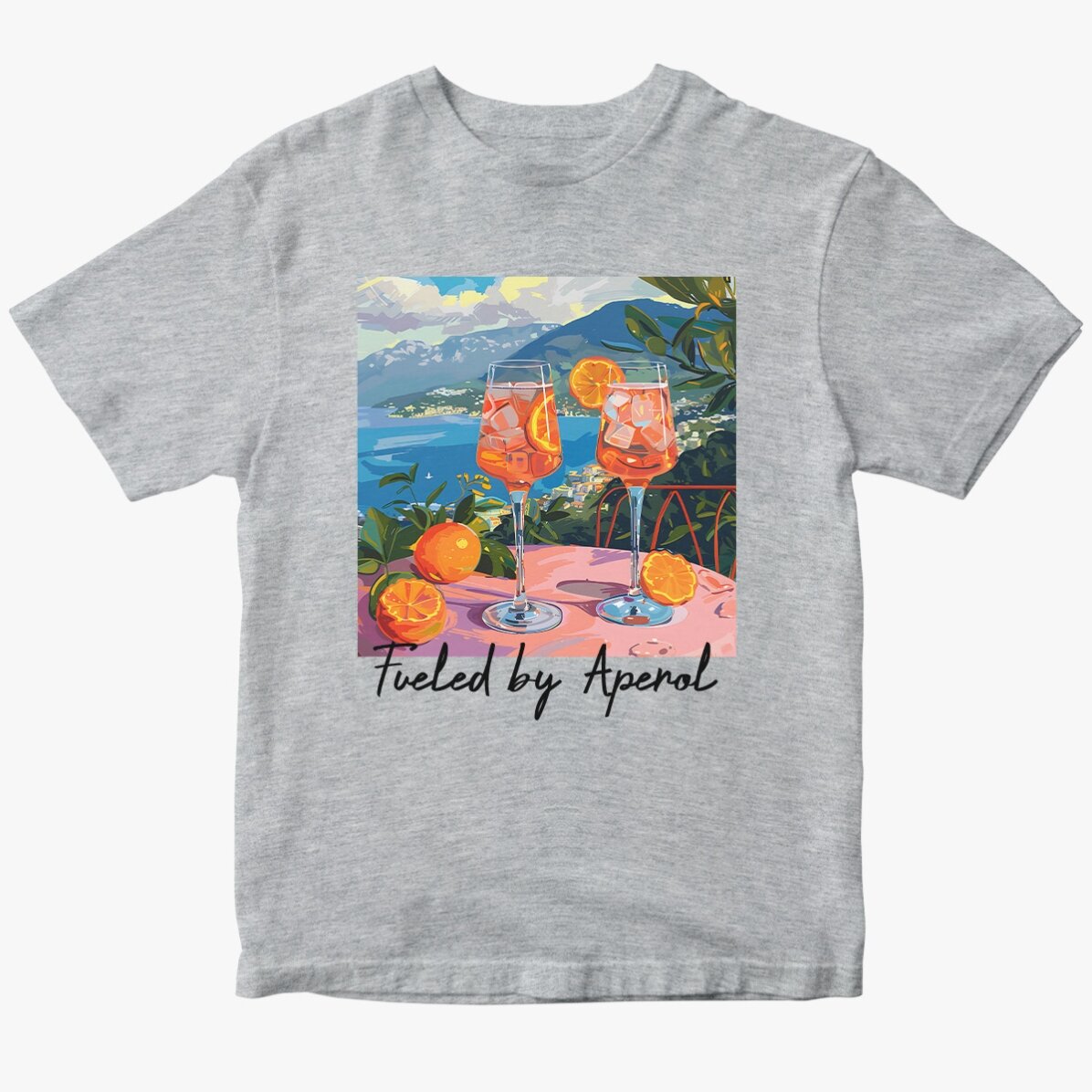 Katoenen T-shirt met gepersonaliseerde tekst - Fueled by Aperol