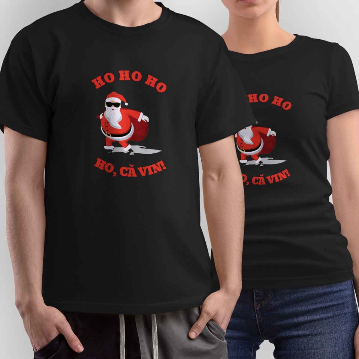 Gepersonaliseerd katoenen T-shirt met tekst - HO HO HO