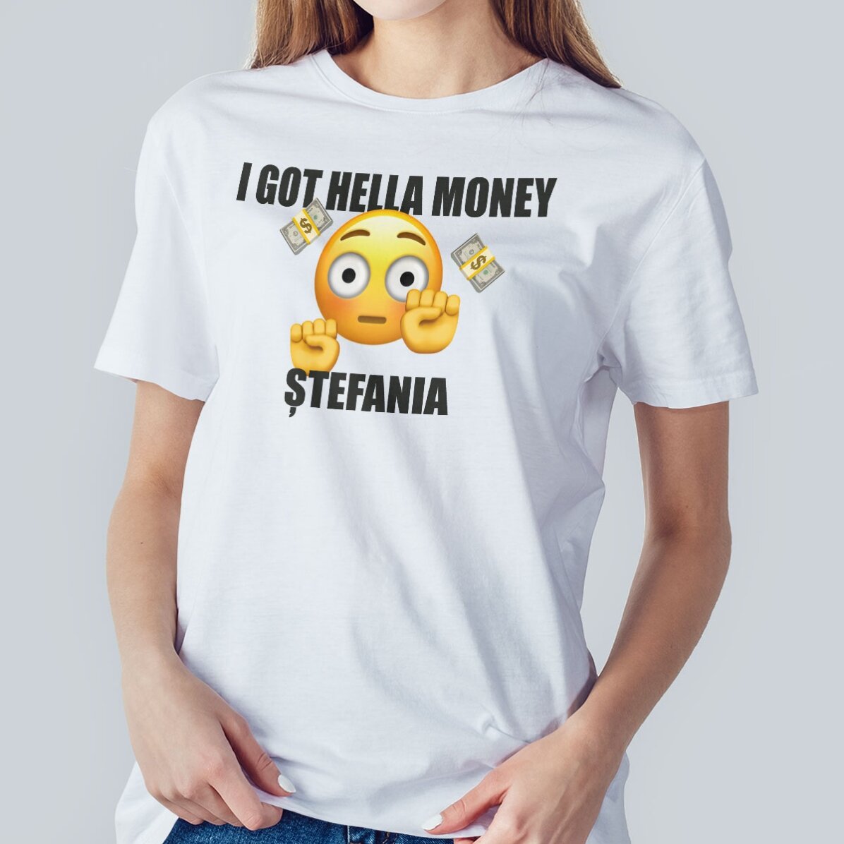 Katoenen T-shirt met gepersonaliseerde tekst - I got hella money
