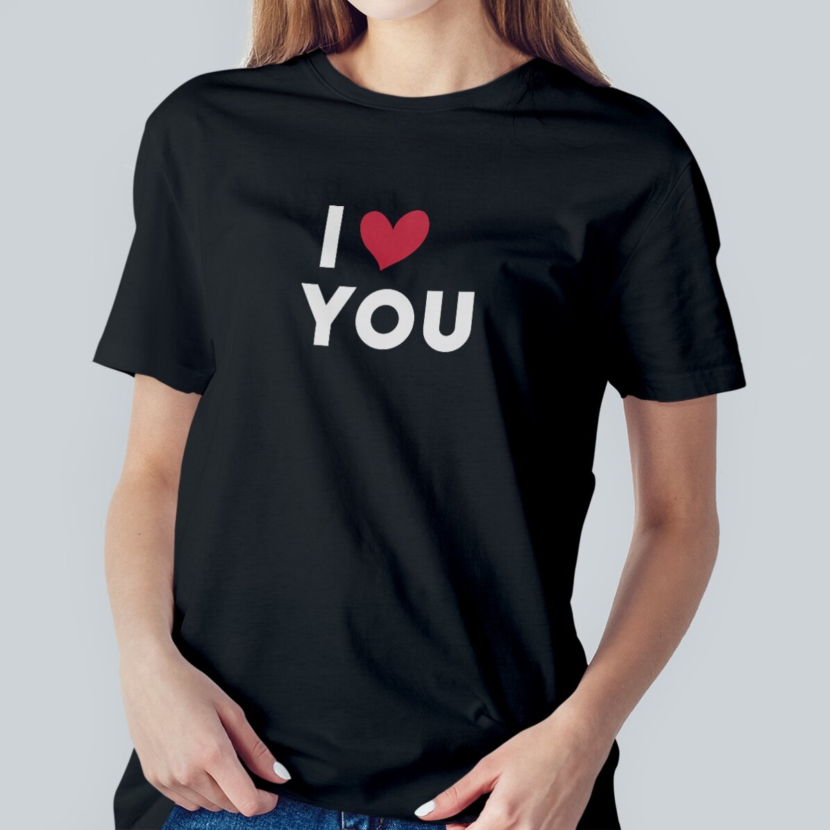Katoenen T-shirt met gepersonaliseerde tekst - I love...