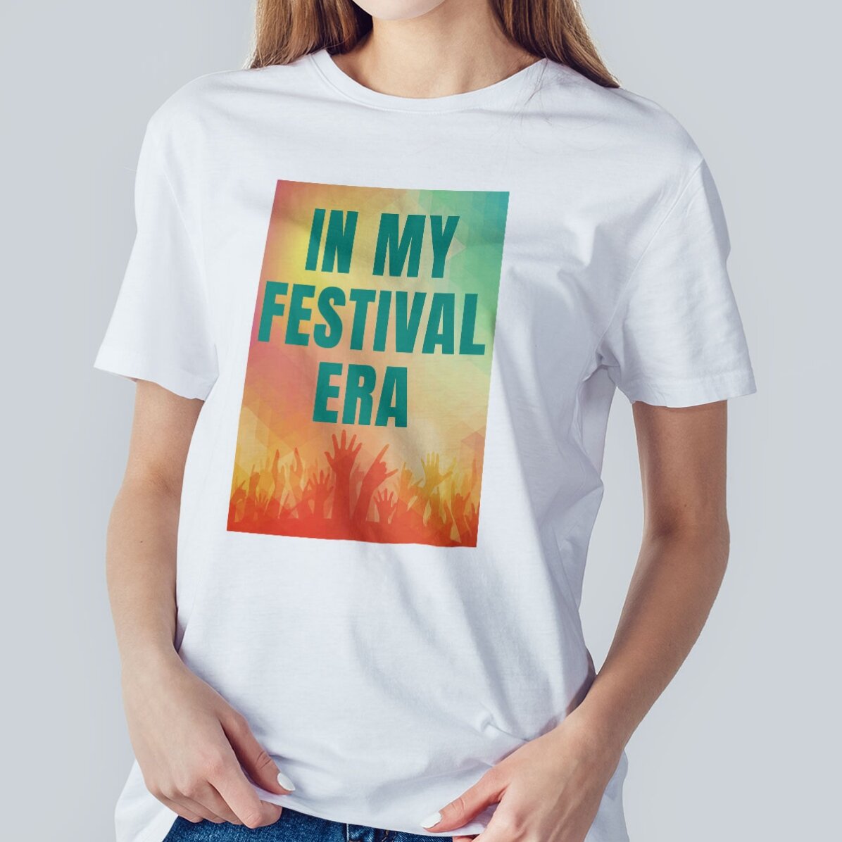 Katoenen T-shirt met gepersonaliseerde tekst - In My Festival Era