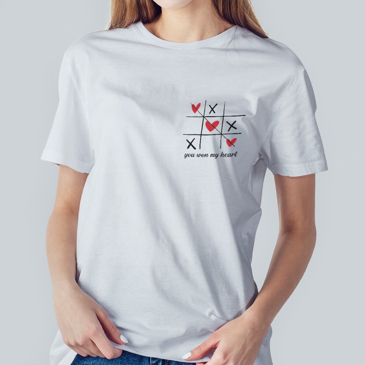 Katoenen T-shirt met gepersonaliseerde tekst - Hart