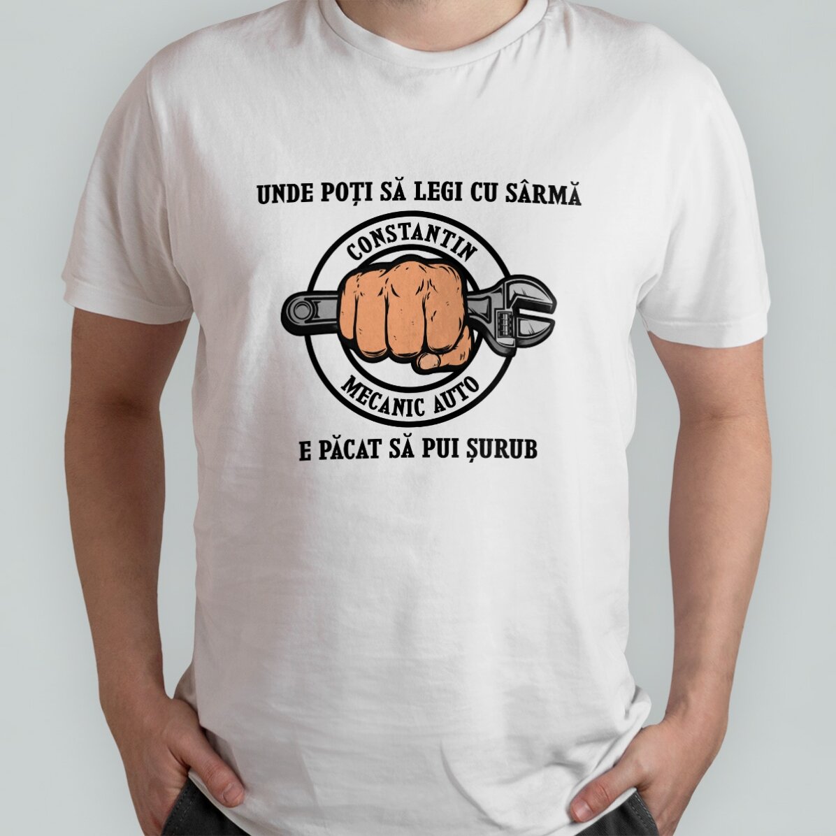 Katoenen T-shirt met gepersonaliseerde tekst - Monteur
