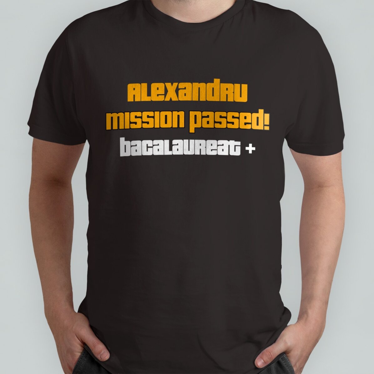 Katoenen T-shirt met gepersonaliseerde tekst - Mission passed