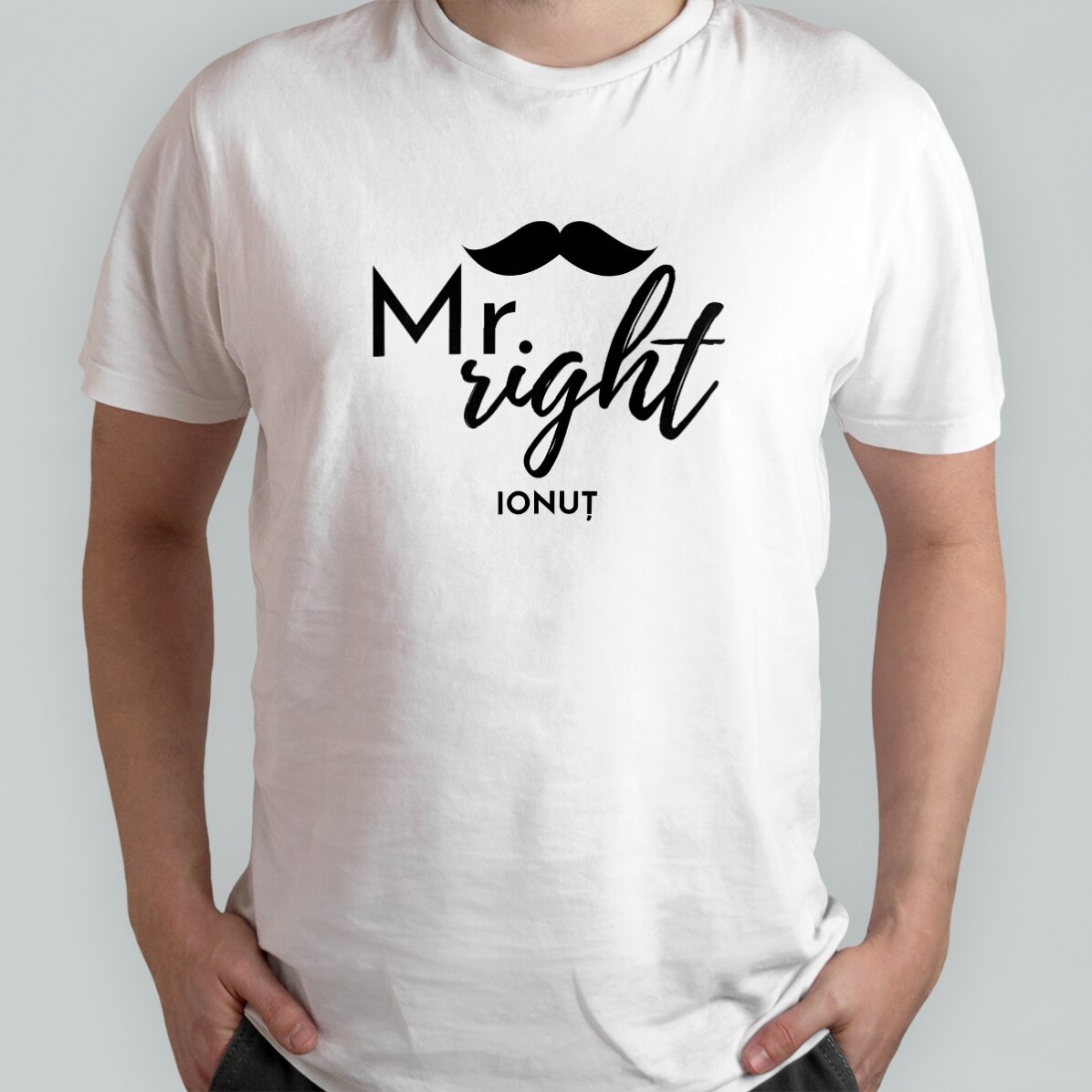 Katoenen T-shirt met gepersonaliseerde tekst - Mr. Right