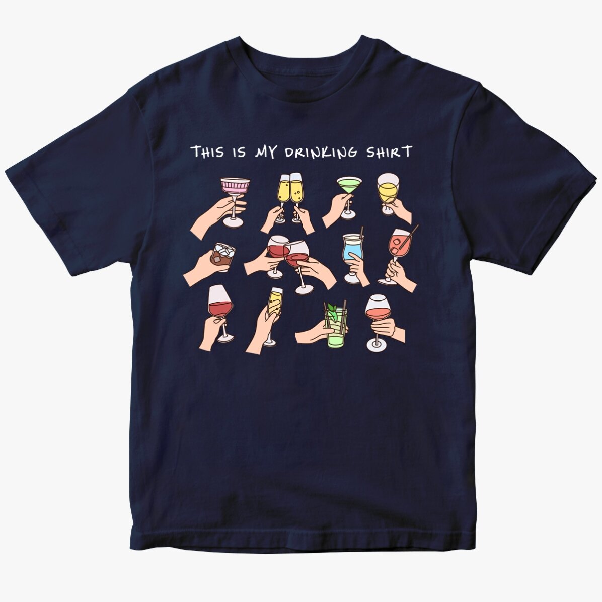 Katoenen T-shirt met eigen tekst - My drinking shirt