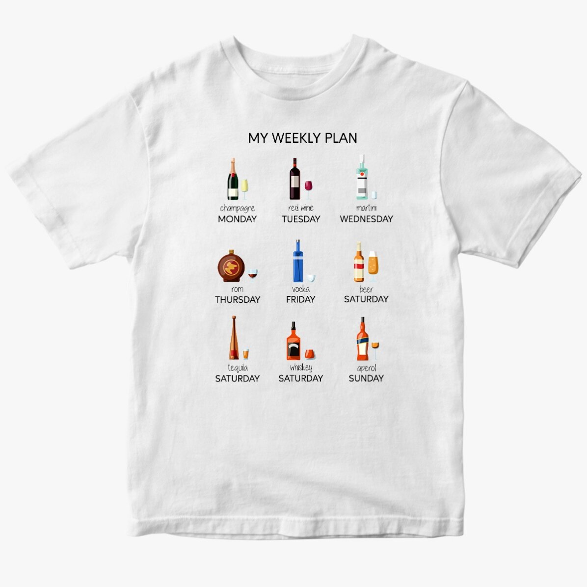 Katoenen T-shirt met gepersonaliseerde tekst - My weekly plan