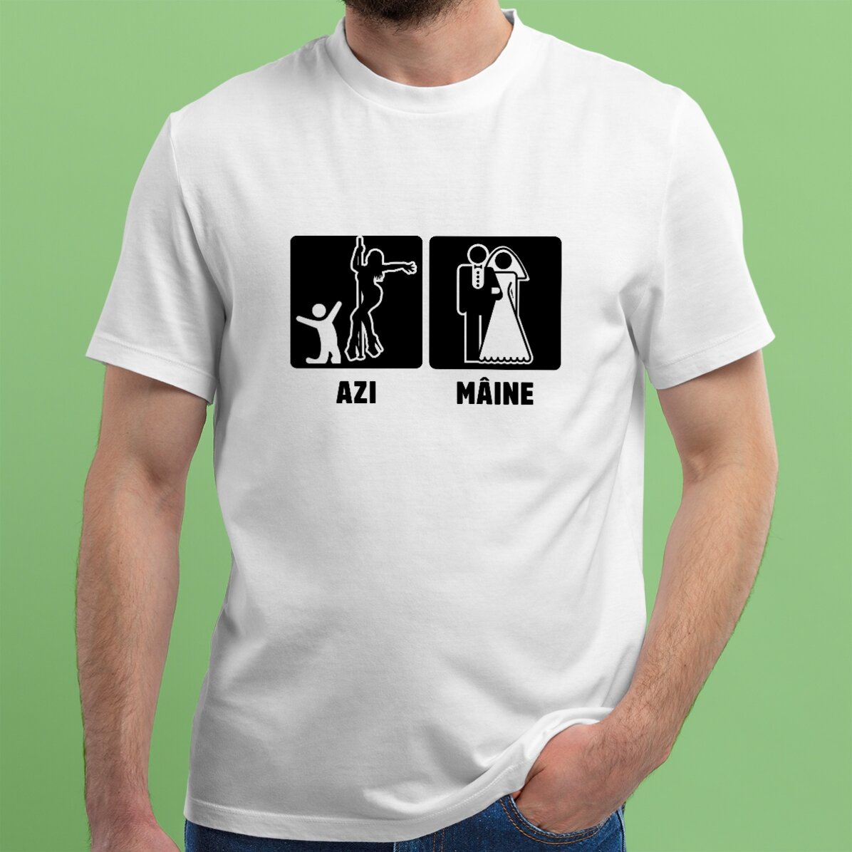 Gepersonaliseerd katoenen T-shirt met tekst voor het vrijgezellenfeest - Vandaag, morgen
