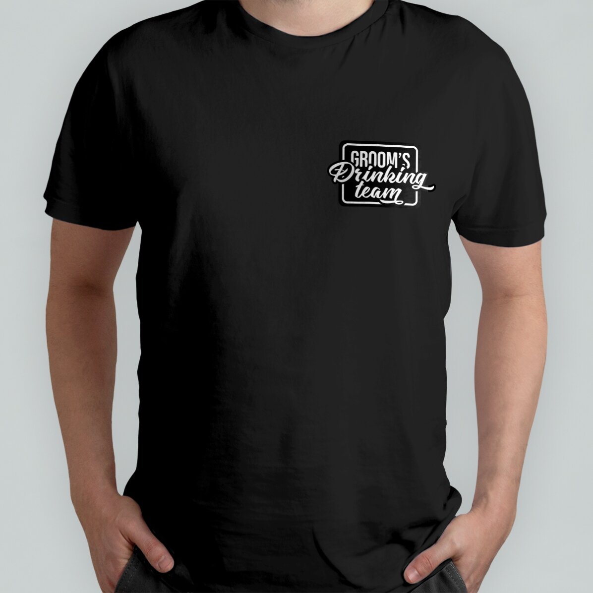 Custom cotton T-shirt with text for stag parties - Groom