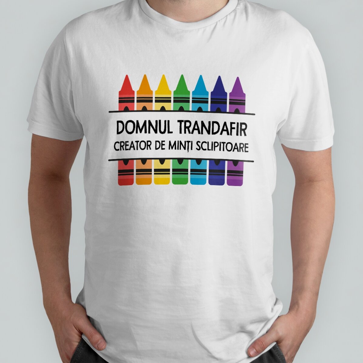Katoenen T-shirt met gepersonaliseerde tekst voor leraren - Potloden