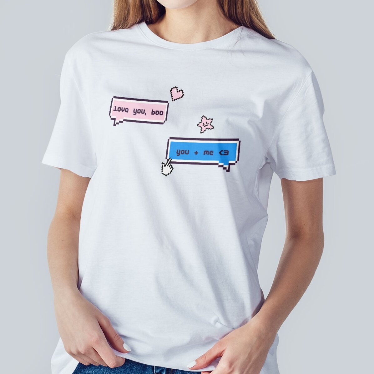 Custom cotton T-shirt with text - Pixel Chat