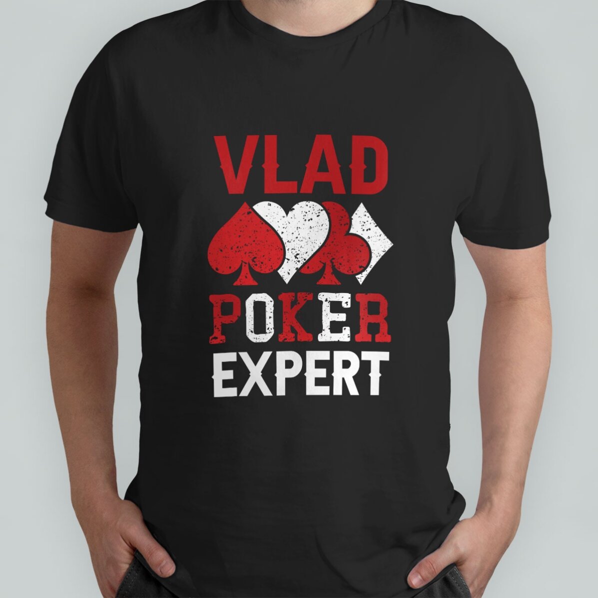 Katoenen T-shirt met gepersonaliseerde tekst - Poker-expert