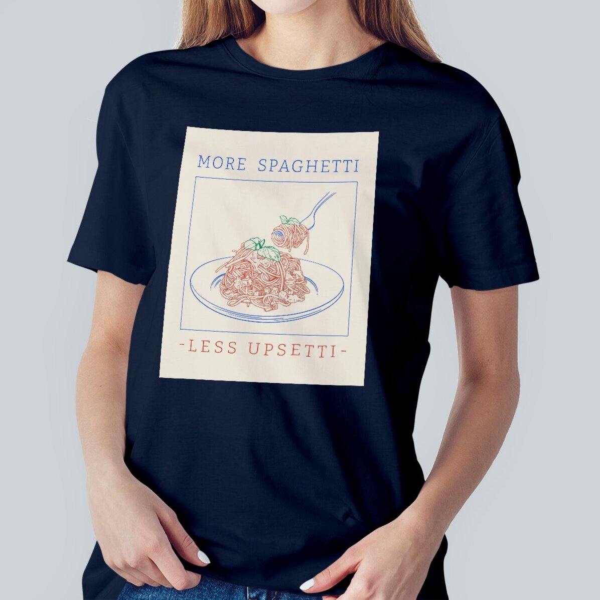 Custom cotton T-shirt with text - Spaghetti