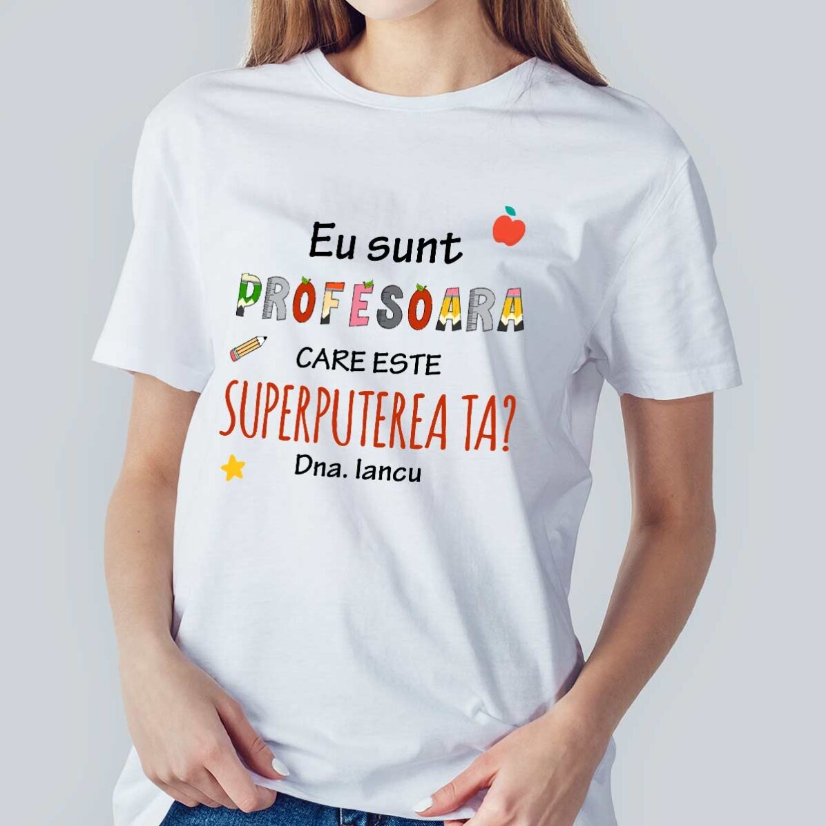 Katoenen T-shirt met gepersonaliseerde tekst - Superpower