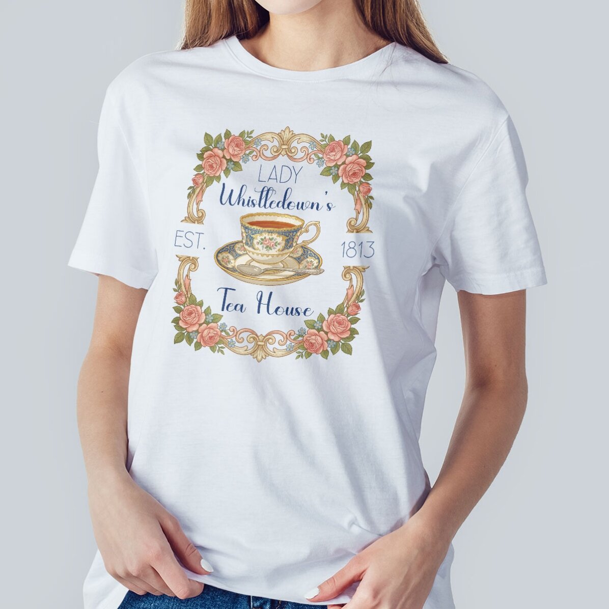 Katoenen T-shirt met gepersonaliseerde tekst - Tea House