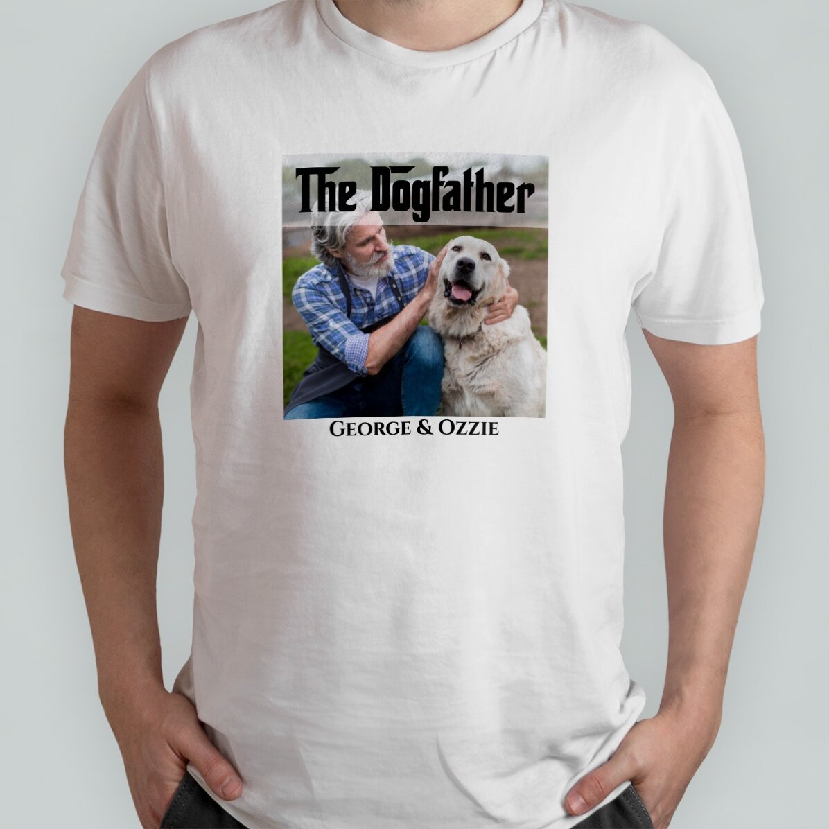 Katoenen T-shirt met eigen tekst en foto - The Dogfather