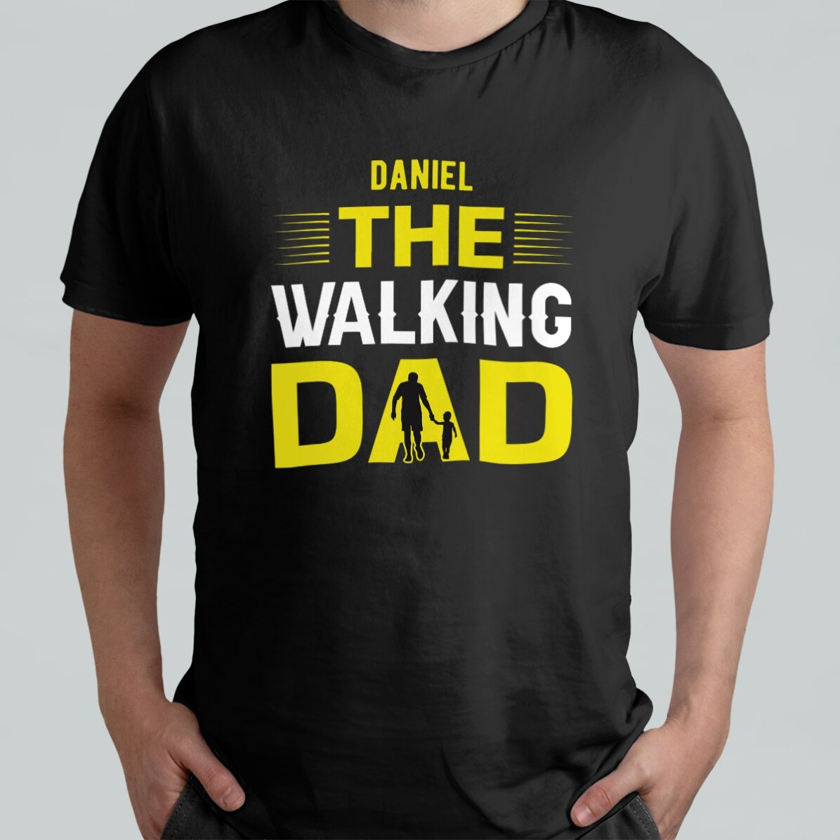 Custom cotton T-shirt with text - The Walking Dad
