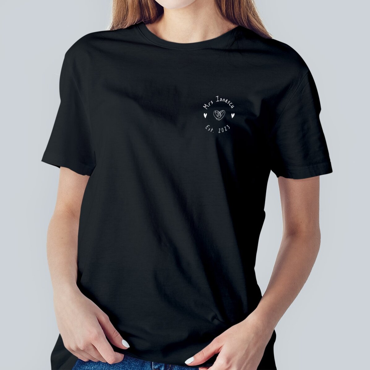 Custom cotton T-shirt with text - Wedding rings