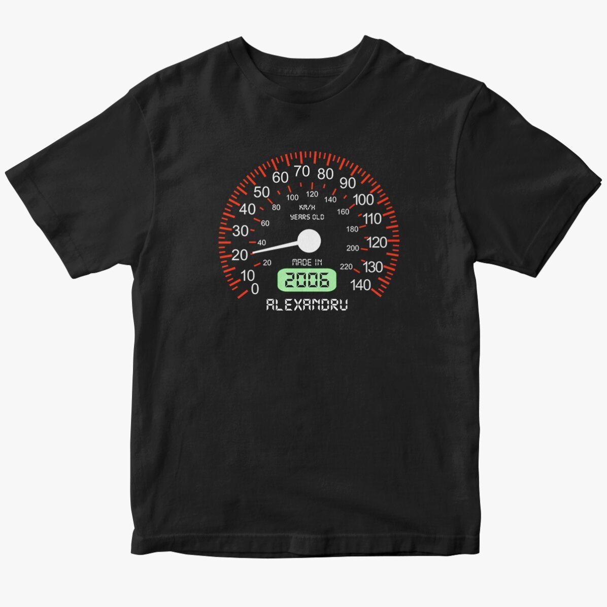 Katoenen T-shirt met gepersonaliseerde tekst - Snelheidsmeter