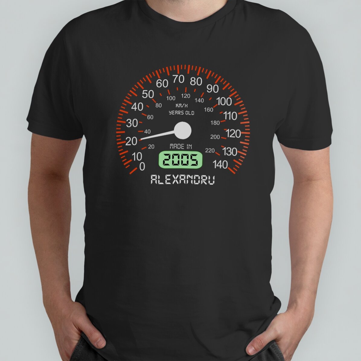 Katoenen T-shirt met gepersonaliseerde tekst - Snelheidsmeter